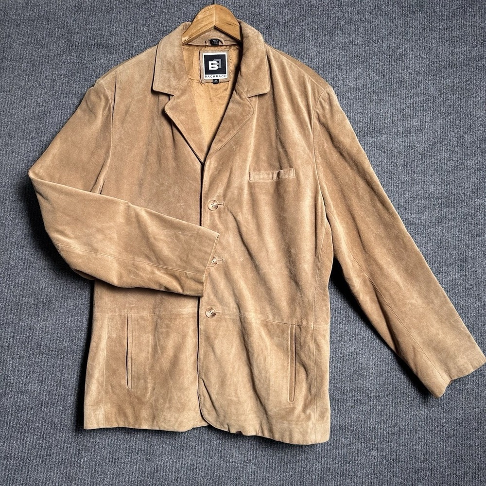 Bachrach Suede Blazer XL Tan Brown 3 Button Y2K Western Ranch Old Money Jacket